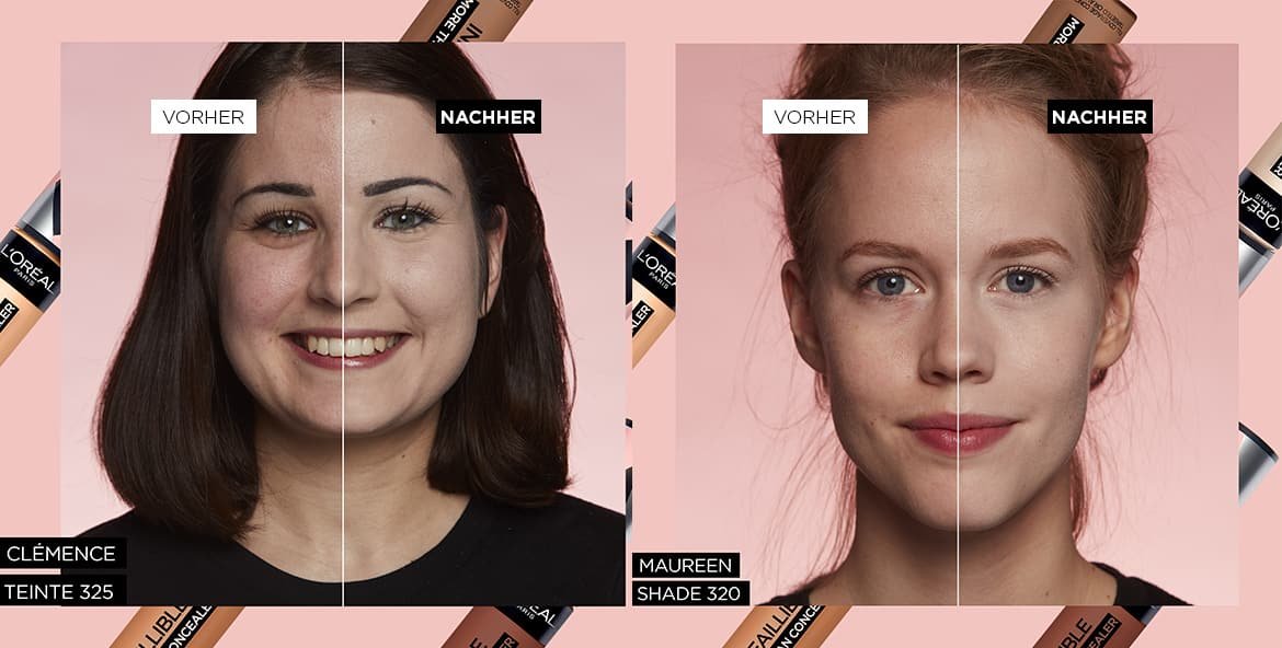 Augen größer schminken - Grundierung vorher/nachher